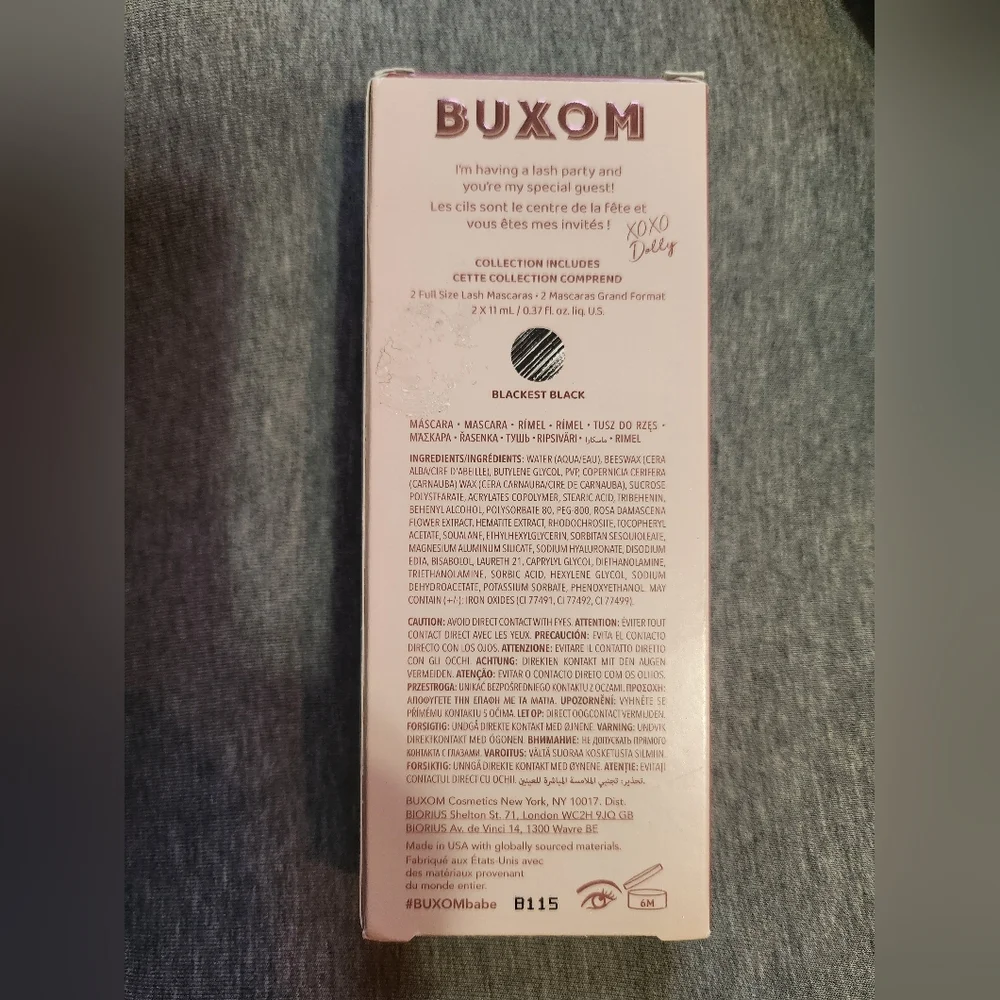 BUXOM Lash Party Mascara Duo, Blackest Black, FULL SIZE 2 X 11ml/0.37 fl.oz.